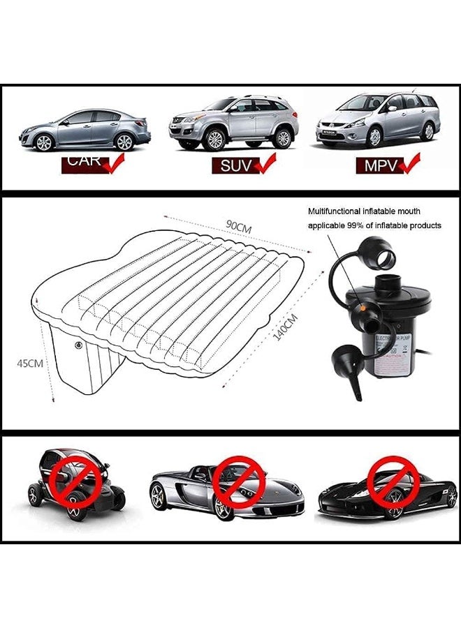 Inflatable car travel mattress/camping mat, universal SUV extended inflatable sofa with two air pillows (black) - Image 5